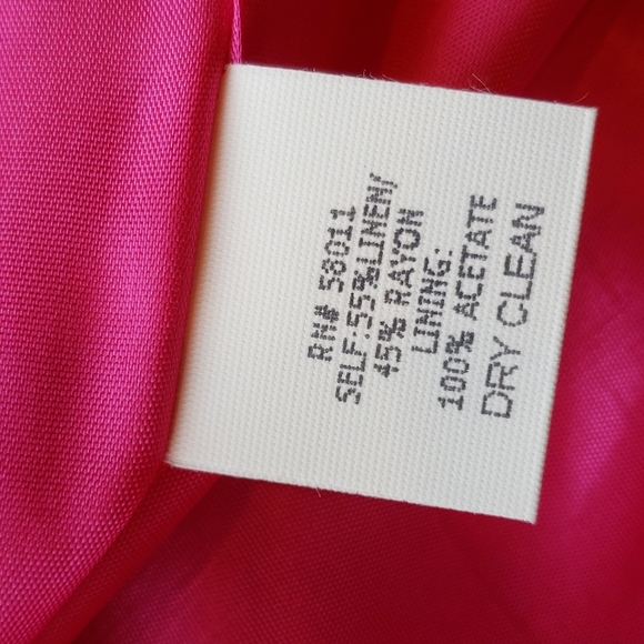 DAVID MEISTER Vintage Ruffle Hem Strapless Linen Dress Fuchsia Pink sz 8 Women's - Picture 6 of 7